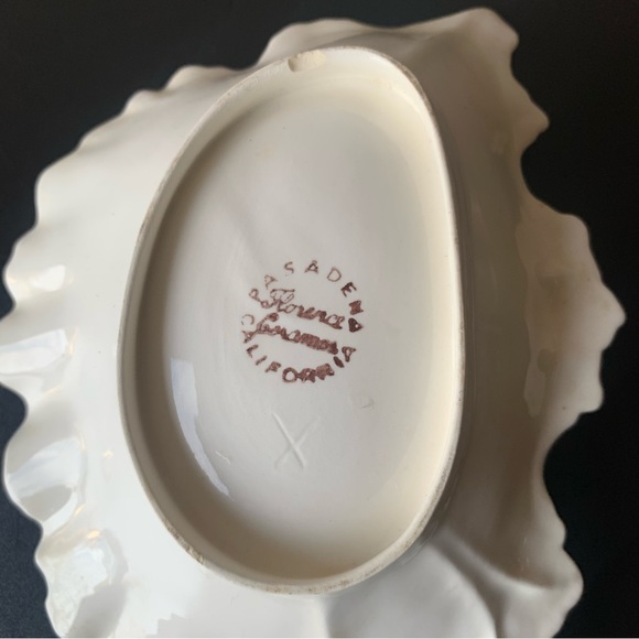 Pasaden Calif Forence Ceramics Pink Trinket Soap Dish Applied Flowers - Picture 9 of 11